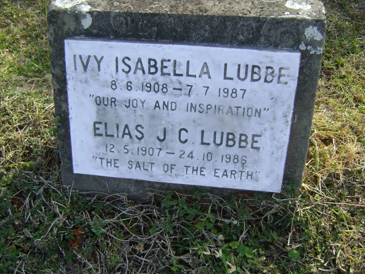 LUBBE Elias J.C. 1907-1986 &amp; Ivy Isabella 1908-1987