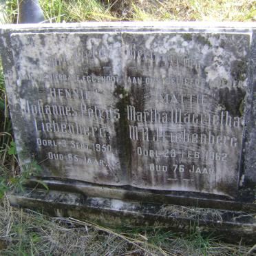 LIEBENBERG Johannes Petrus -1950 &amp; Martha Magrietha M.H.J. -1962