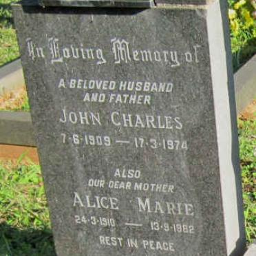 LINDERBOOM John Charles 1909-1974 &amp; Alice Marie 1910-1982