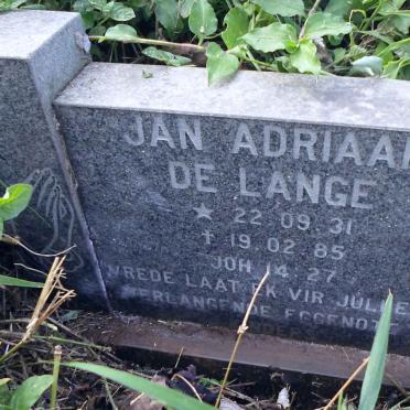 LANGE Jan Adriaan, de 1931-1985
