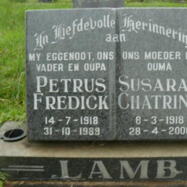 LAMB Petrus Fredick 1918-1989 &amp; Susarah Chatrina 1918-2000 