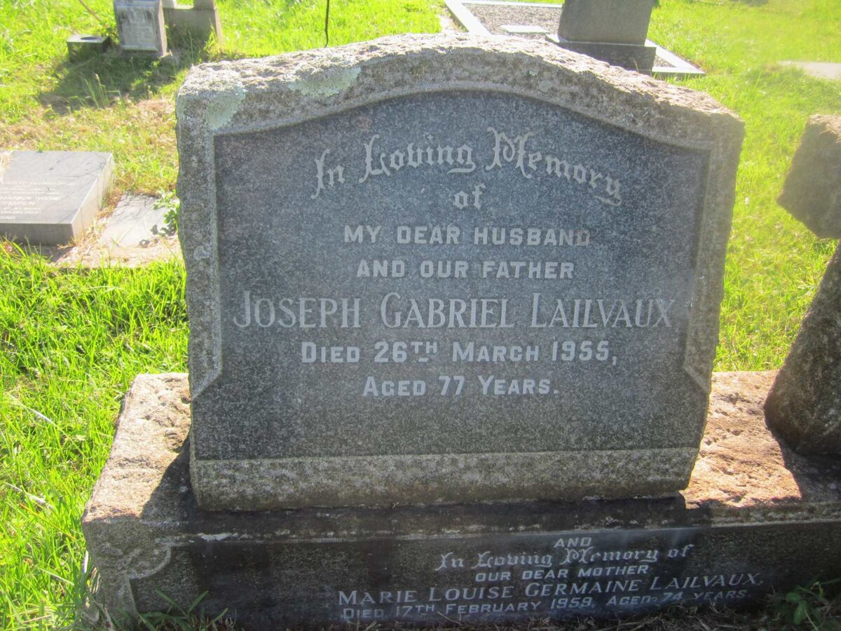 LAILVAUX Joseph Gabriel -1955 &amp; Marie Louis Germaine -1959