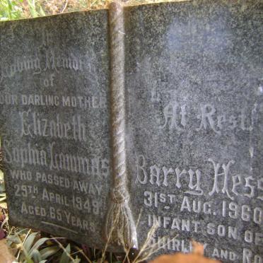 LAMMAS Elizabeth Sophia -1949 :: HESSE Barry -1960