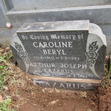 LAZARUS Arthur Joseph 1906-1985 &amp; Caroline Beryl 1910-1982