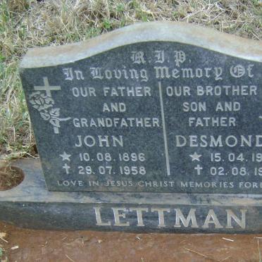 LETTMAN John 1896-1958 :: LETTMAN Desmond H. 1954-1991