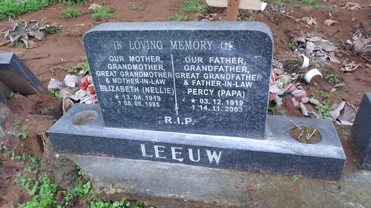 LEEUW Percy 1919-2003 &amp; Elizabeth 1919-1985