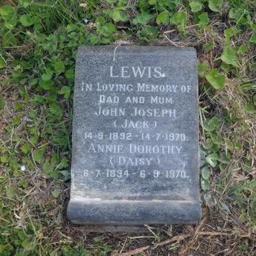 LEWIS John Joseph 1892-1970 &amp; Annie Dorothy 1894-1970