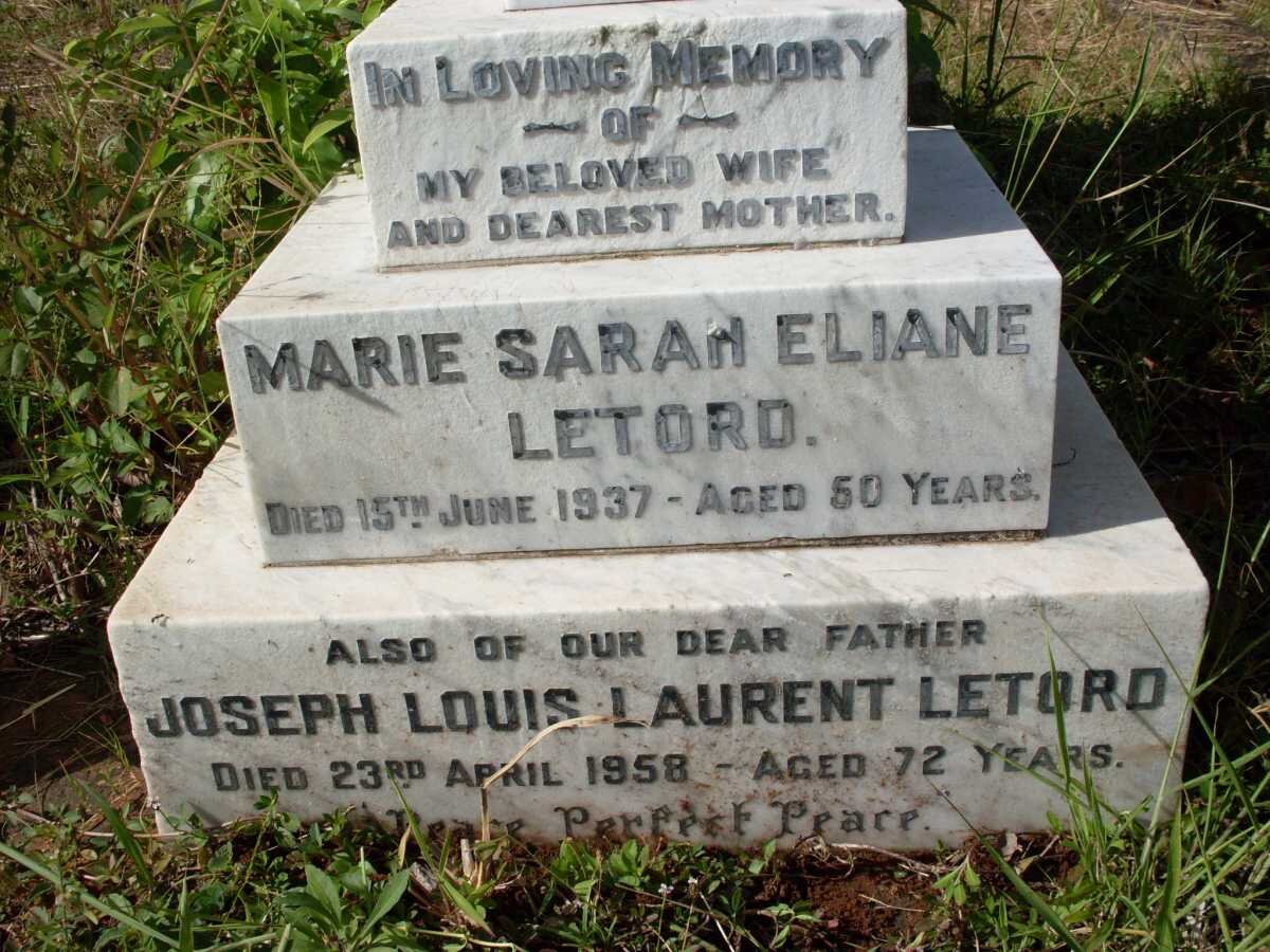 LETORD Joseph Louis Laurent -1958 &amp; Marie Sarah Eliane -1937