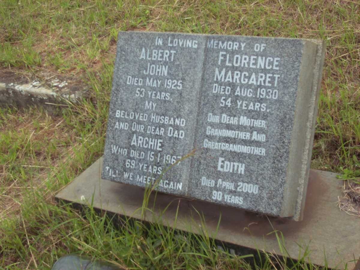 LOGAN Albert John -1925 :: LOGAN Florence Margaret -1930 :: LOGAN Archie -1967 :: LOGAN Edith -2000