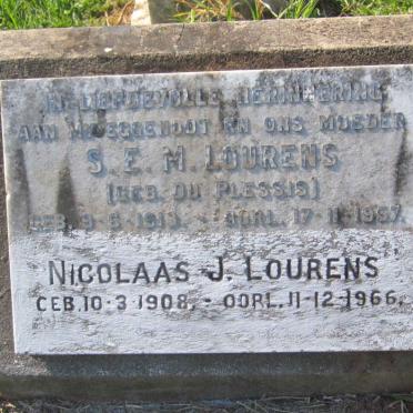 LOURENS Nicolaas J. 1908-1966 &amp; Sophie Elizabeth Maria DU PLESSIS 1913-1957