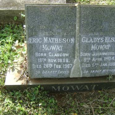 MOWAT Eric Matheson 1898-1967 &amp; Gladys Elsie 1904-1986
