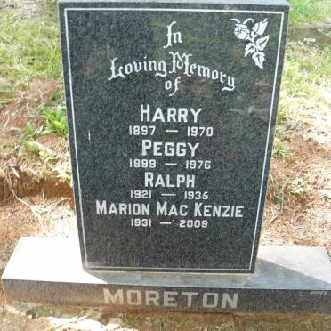MORETON Harry 1897-1970 &amp; Peggy 1899-1976 :: MORETON Ralph 1921-1935 :: MacKENZIE Marion 1931-2009