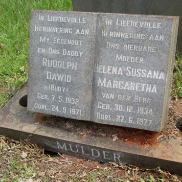 MULDER Rudolph Dawid 1932-1971 &amp; Helena Sussana Margaretha VAN DEN BERG 1934-1977