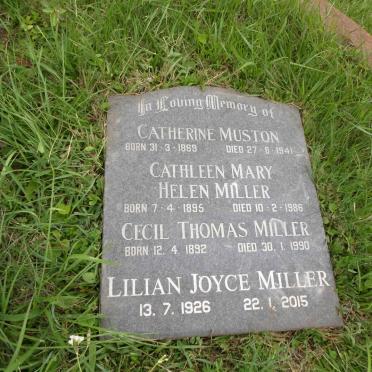 MUSTON Catherine 1869-1941 :: MILLER Cathleen Mary Helen 1895-1986 :: MILLER Cecil Thomas 1892-1990