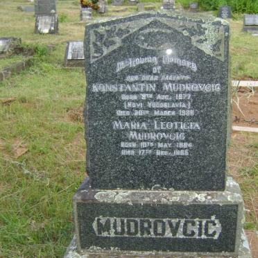 MUDROVCIC Konstantin 1877-1939 &amp; Marie Leoticia 1884-1965 :: MUDROVCIC Slavenumir 1909-1984 &amp; Ivy 1910-1972