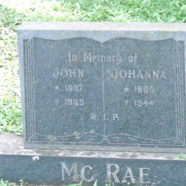 McRAE John 1887-1935 &amp; Johanna 1890-1944