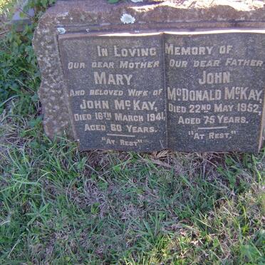 McKAY John McDonald -1952 &amp; Mary -1941