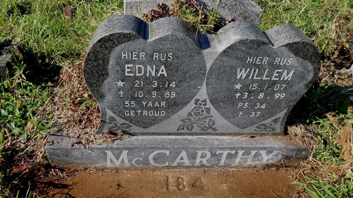 McCARTHY Willem 1907-1999 &amp; Edna 1914-1989