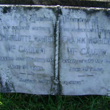 McCALLUM Frank Robert -1947 &amp; Charlotte Mabel -1953
