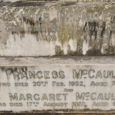 McCAULEY Hugh -1938 :: McCAULEY Margaret -1952 :: McCAULEY Francess -1952