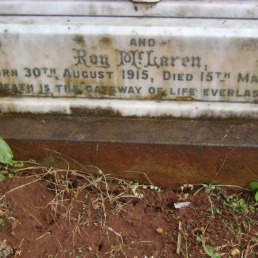 McLAREN John Clark 1881-1962 &amp; Annie Cornelia 1890-1967 :: McLAREN Roy 1915-1916