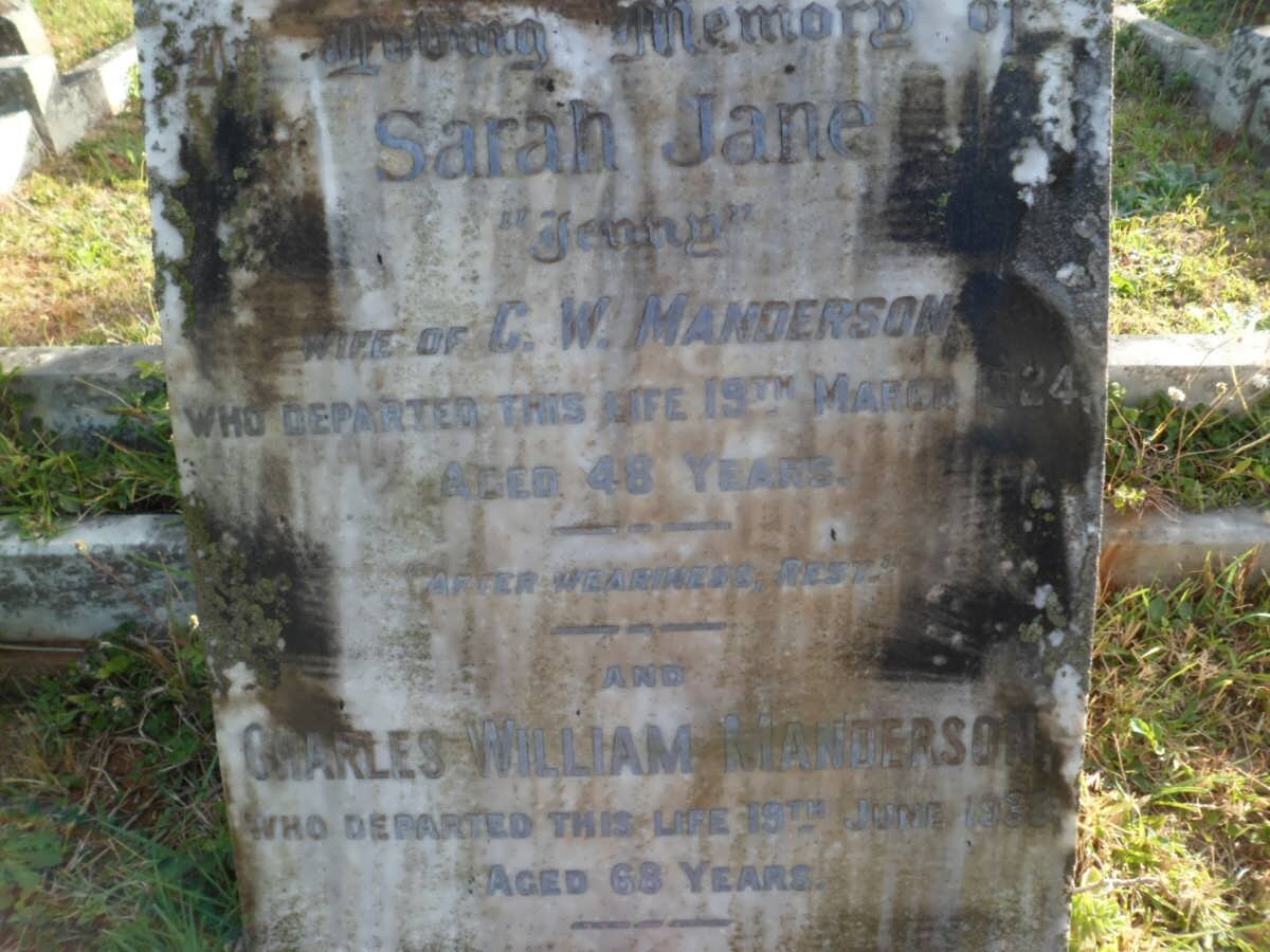 MANDERSON Charles William -1938 &amp; Sarah Jane -1924