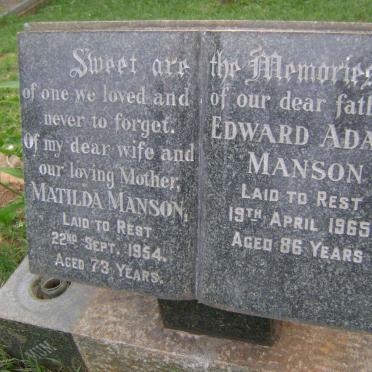 MANSON Edward Adam -1965 &amp; Matilda -1954
