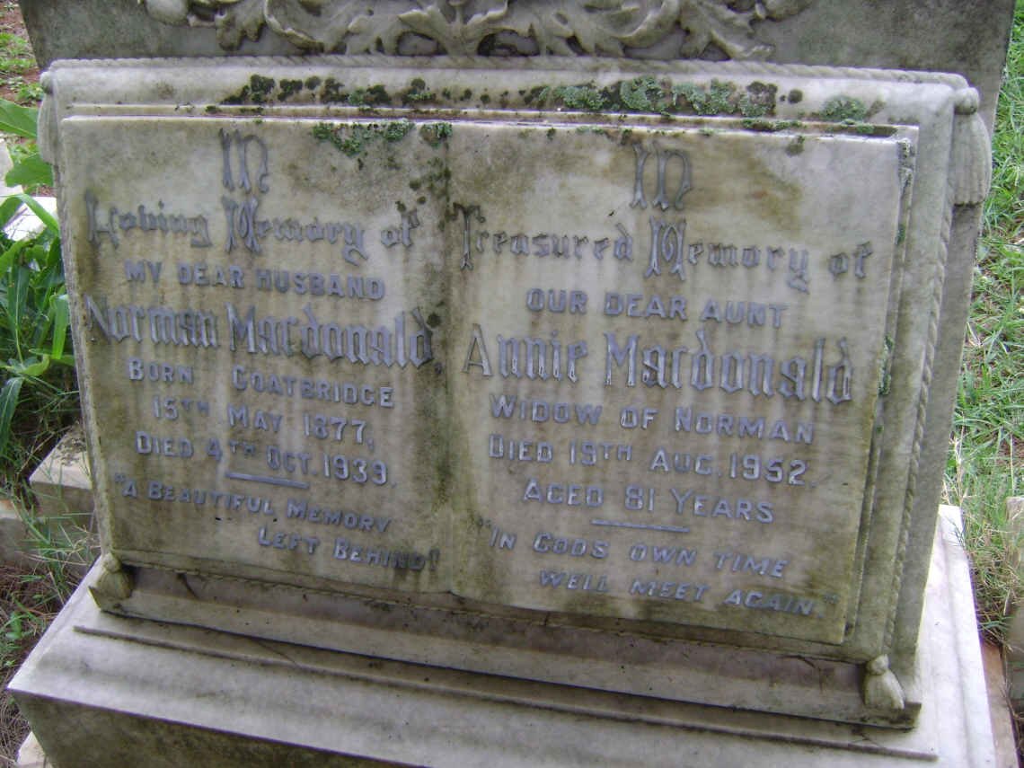 MACDONALD Norman 1877-1939 &amp; Annie -1952