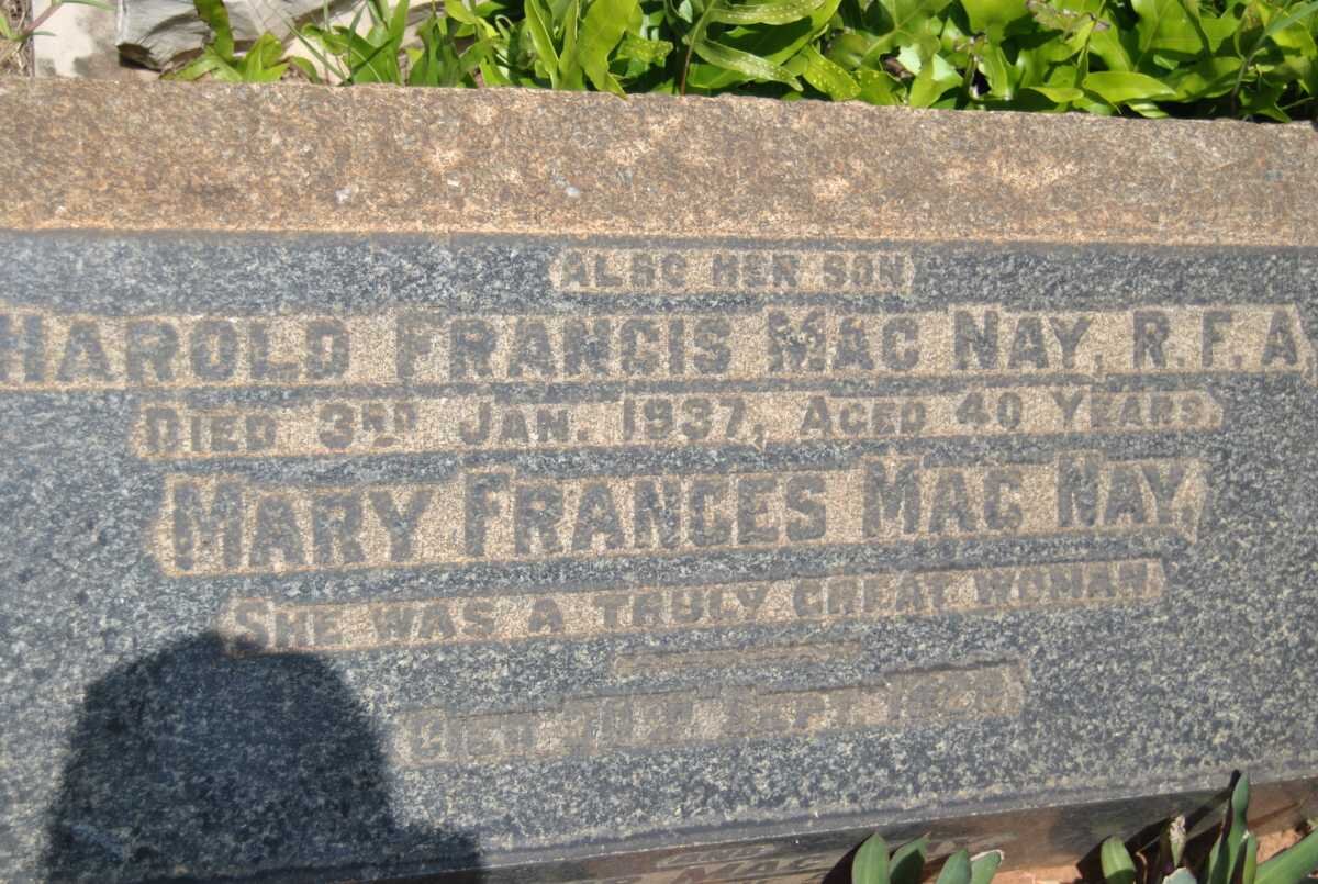 MacNAY Mary Frances -1928 :: MacNAY Harold Francis -1937 :: MacNAY Arthur -1946