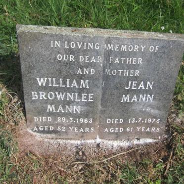 MANN William Brownlee -1963 &amp; Jean -1975