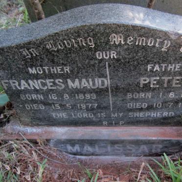 MALISSAR Peter 1895-1977 &amp; Frances Maud 1899-1977