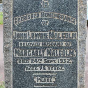 MALCOLM John Lowrie -1932 &amp; Margaret -1937