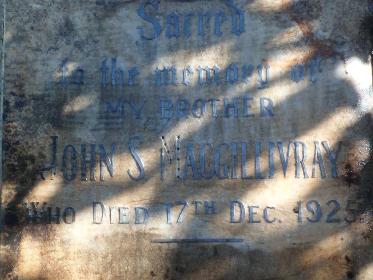 MACGILLIVRAY John S. -1925 &amp; Margaret S. -1939 :: MACGILLIVRAY Eleanor -1968