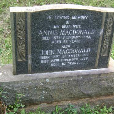 MACDONALD John 1877-1965 &amp; Annie -1945