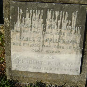 MALLANDAIN Herbert T. -1943 &amp; Isabel C. -1944 :: MALLANDAIN Herbert William -1982