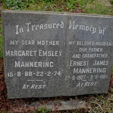 MANNERING Margaret Emsley 1888-1974 :: MANNERING Ernest James 1927-1984