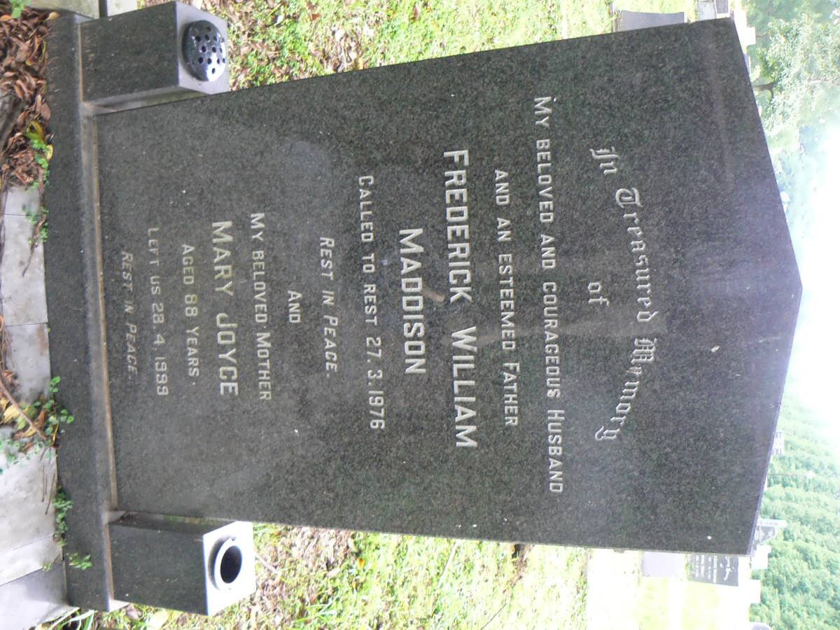 MADDISON Frederick William -1976 &amp; Mary Joyce -1999