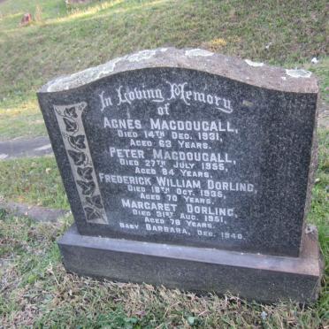 MACDOUGALL Peter -1955 :: MACDOUGALL Agnes -1931 :: DORLING Frederick William -1935 :: DORLING Margaret -1951