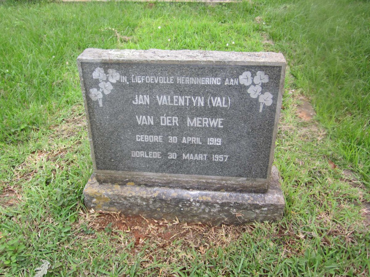 MERWE Jan Valentyn, van der 1919-1957
