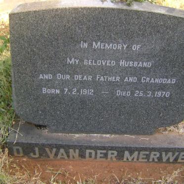 MERWE D.J., van der 1912-1970
