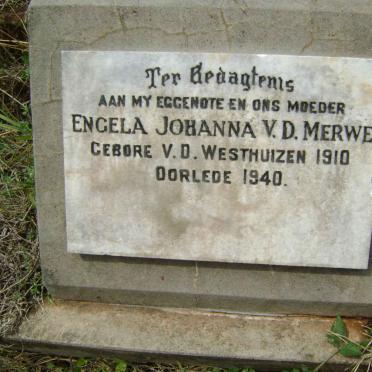 MERWE Engela Johanna, v.d. nee V.D. WESTHUIZEN 1910-1940
