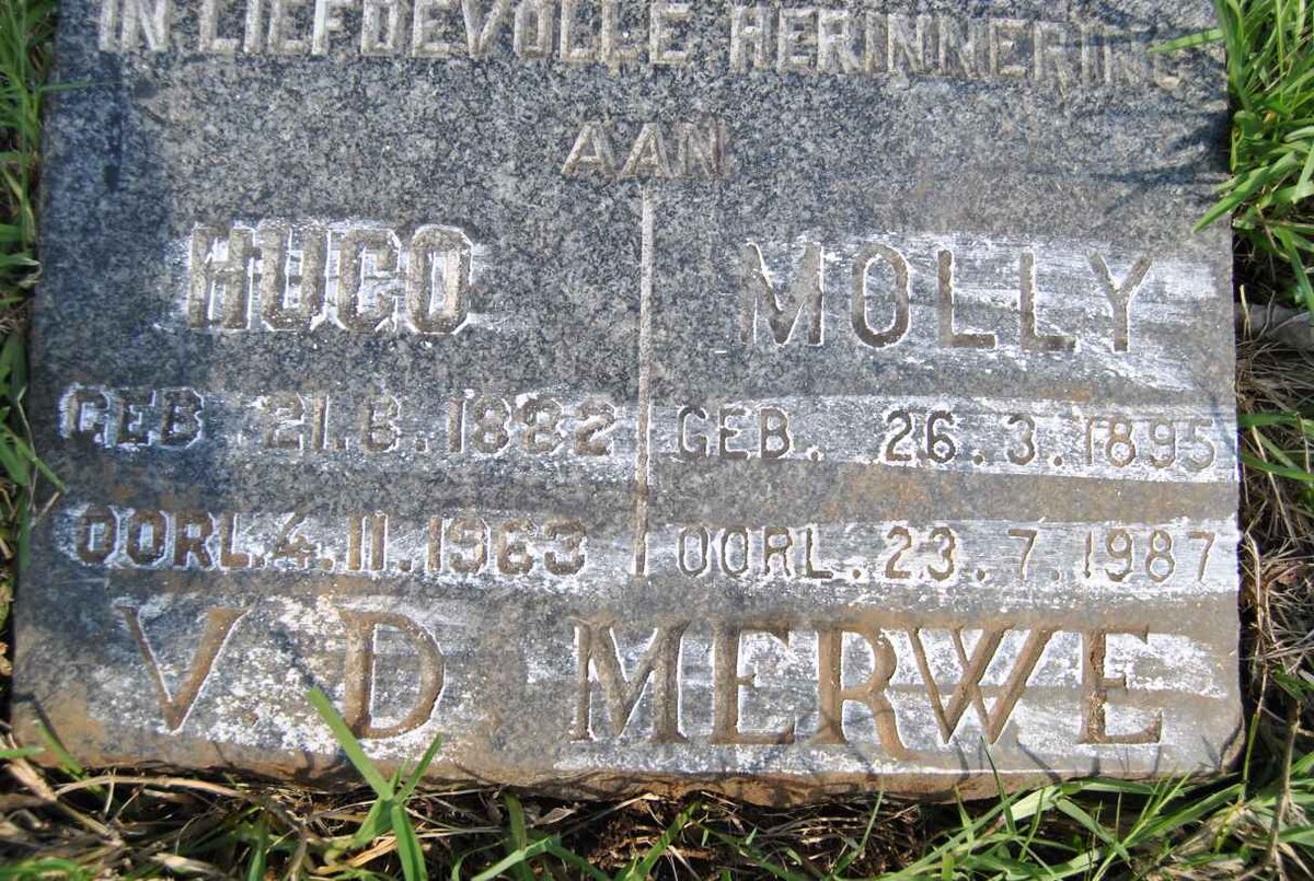 MERWE Hugo, v.d. 1882-1963 &amp; Molly 1895-1987