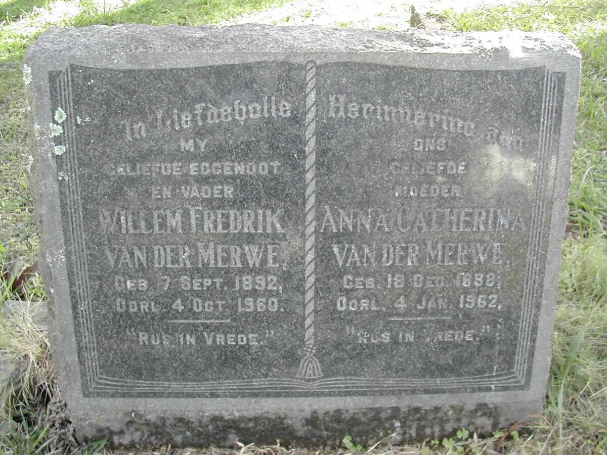MERWE Willem Fredrik, van der 1892-1960 &amp; Anna Catherina 1888-1962