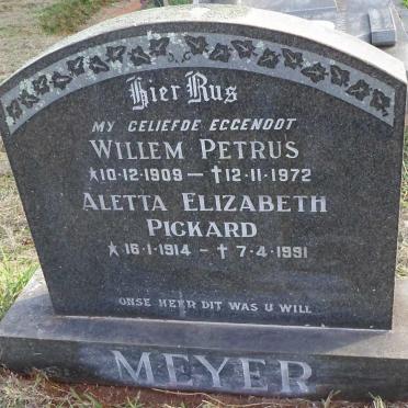MEYER Willem Petrus 1909-1972 &amp; Aletta Elizabeth PICKARD 1914-1991