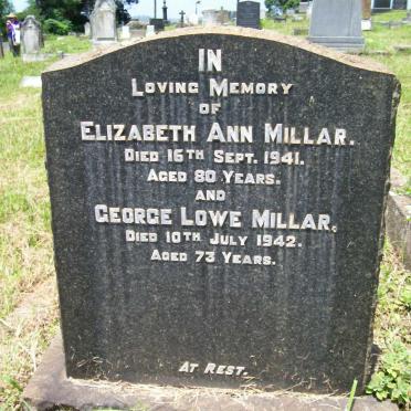 MILLAR George Lowe -1942 &amp; Elizabeth Ann -1941