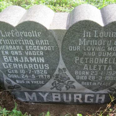 MYBURGH Benjamin Gerhardus 1926-1978 &amp; Petronella Aletta 1923-1988