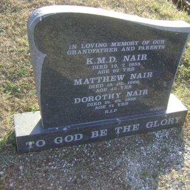 NAIR K.M.D. -1955 :: NAIR Matthew -1966 &amp; Dorothy -1998