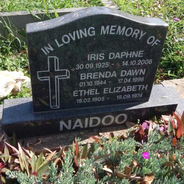 NAIDOO Ethel Elizabeth 1905-1974 :: NAIDOO Iris Daphne 1925-2006 :: NAIDOO Brenda Dawn 1944-1996