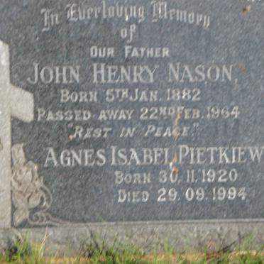 NASON John Henry 1882-1964 :: PIETKIEWICZ Agnes Isabel 1920-1994