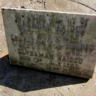NAIDOO Naganah -19?3 :: NAIDOO Chundpaminal -1945 :: NAIDOO Supbamah -1947